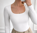 WHITE SQUARE-NECK BODYSUIT