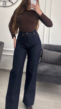 DARK BLUE HIGH-WAISTED JEANS