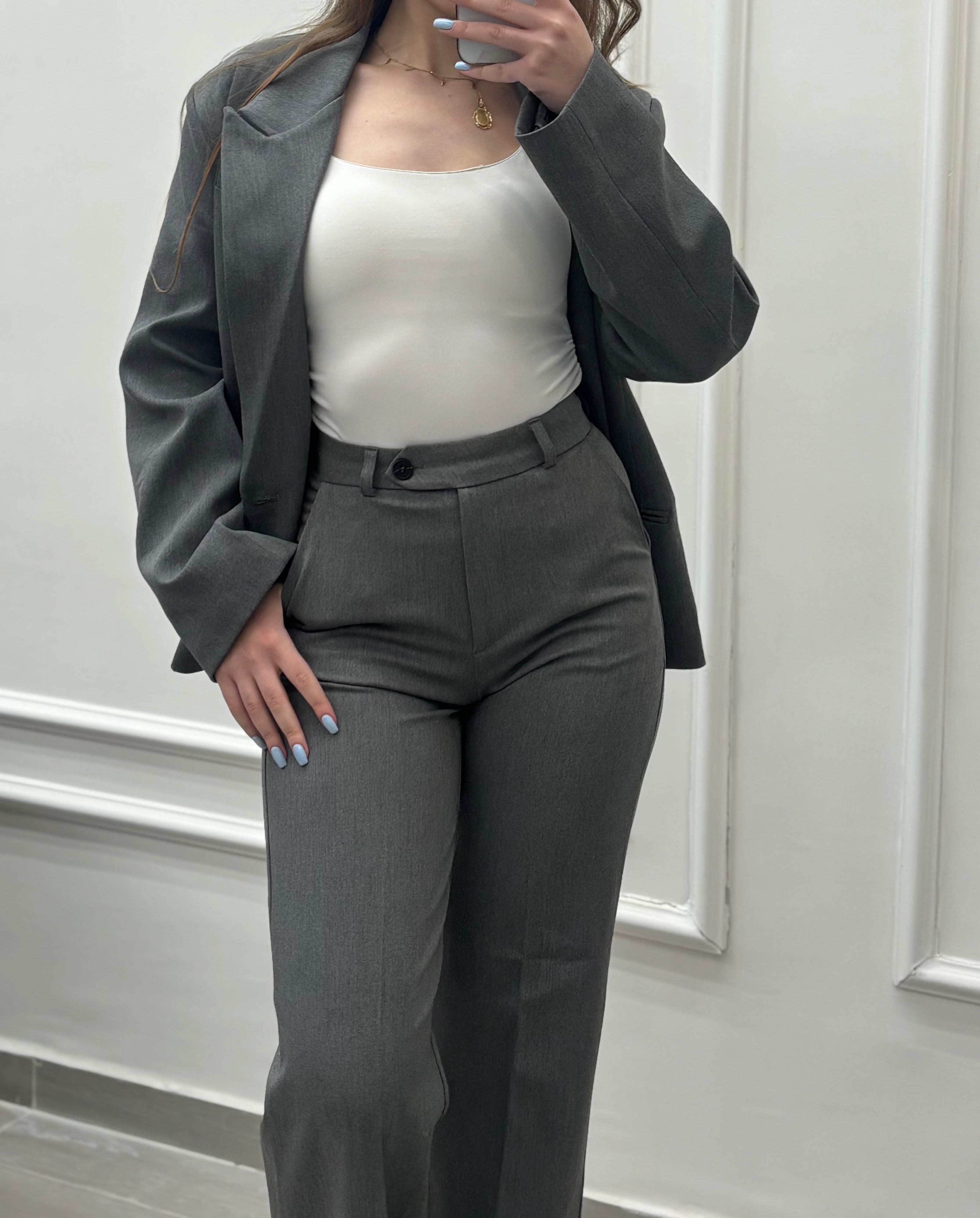 GREY HIGH-WAISTED PANTS