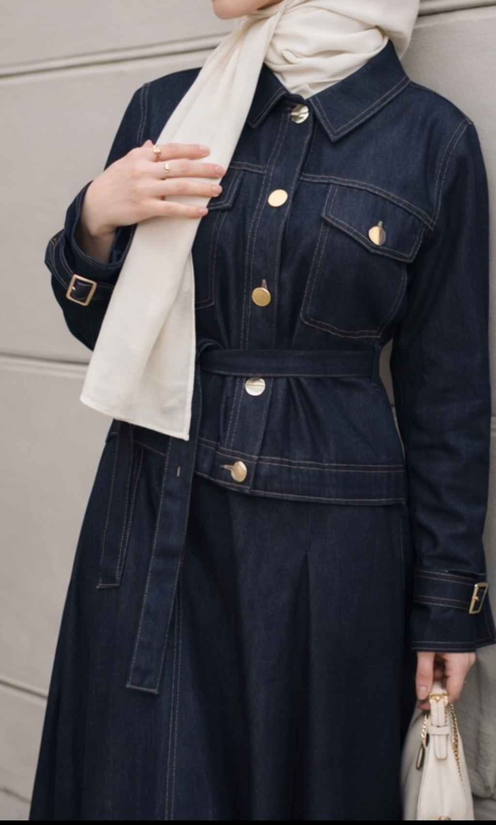 BELTED DENIM SKIRT SET