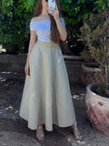 Elegant A-Line Maxi Skirt – Beige