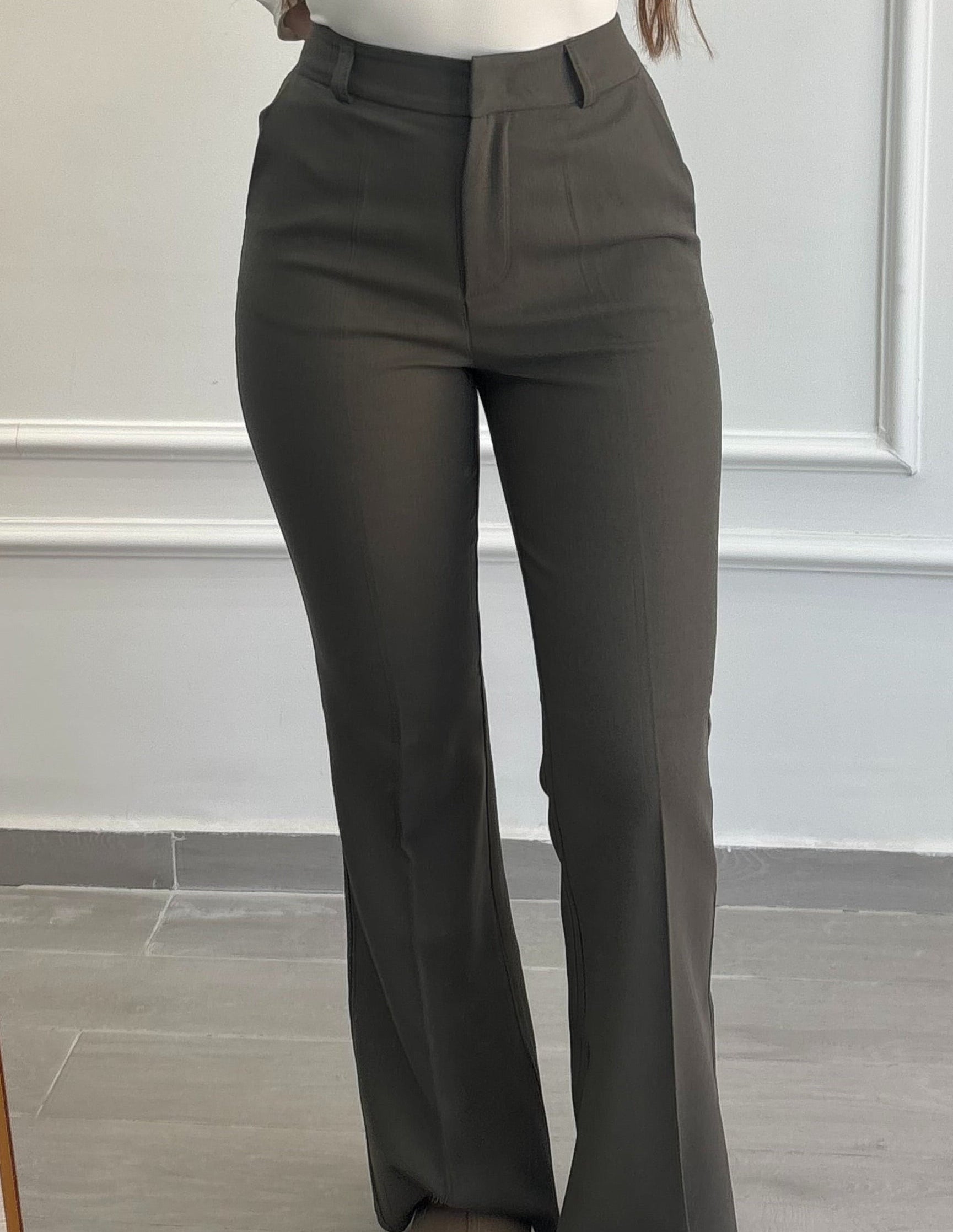 OLIVE GREEN TAILORED PANTS